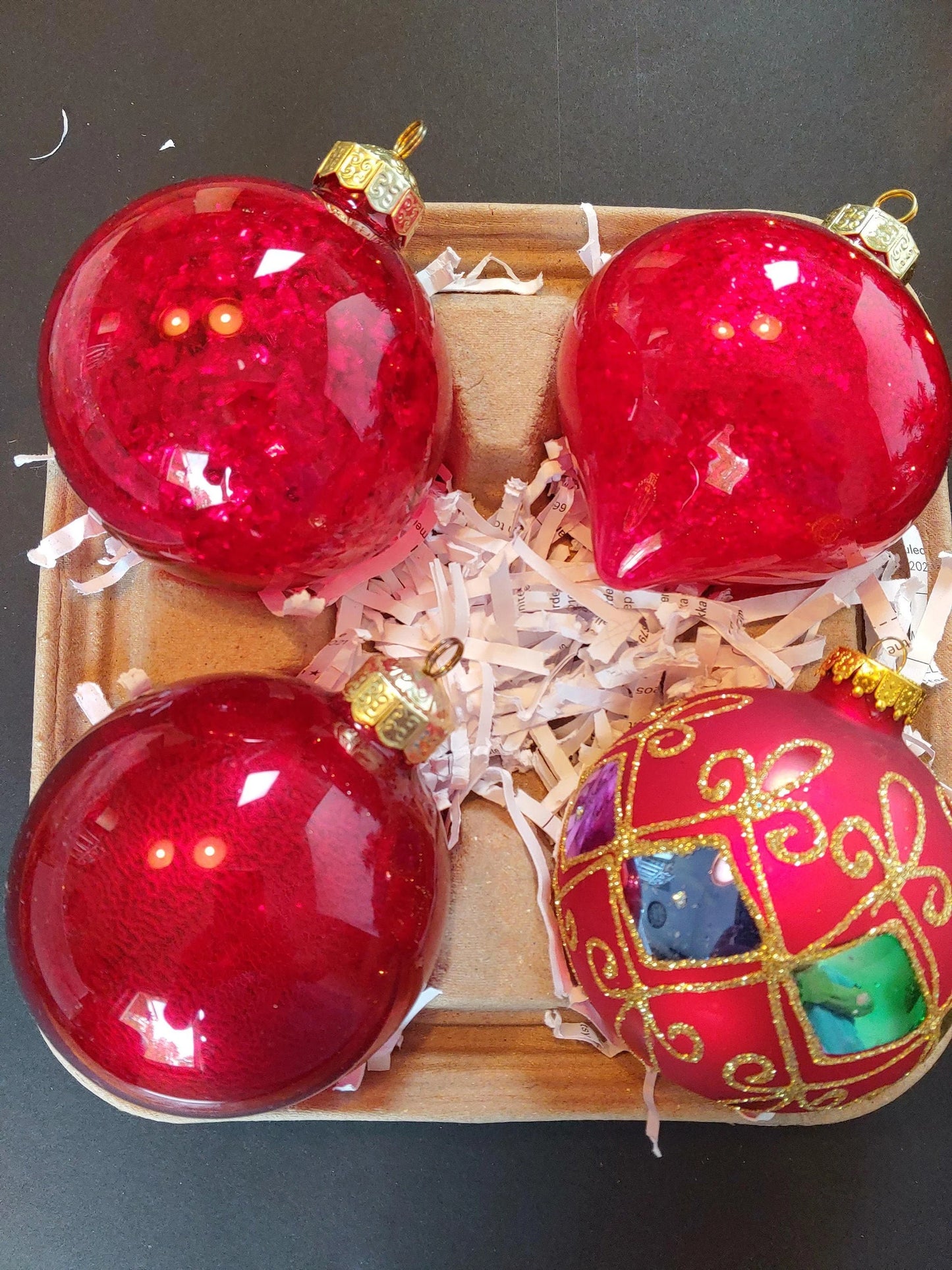 Shiny Red Glass Christmas Ornaments