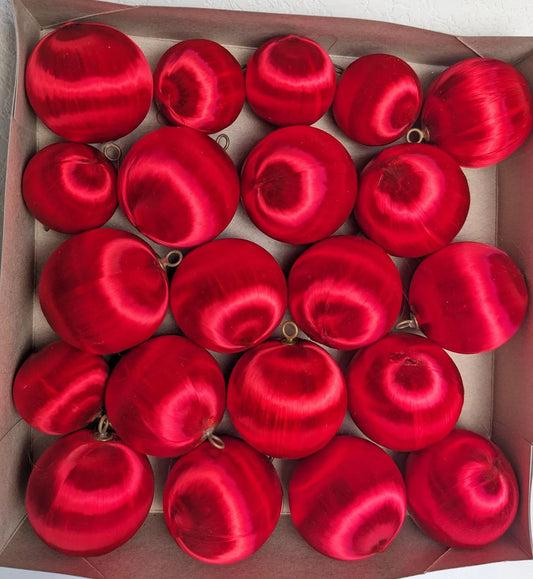 Vintage Red Satin Christmas Ornaments