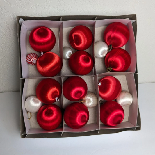 Vintage Red Satin Ornaments