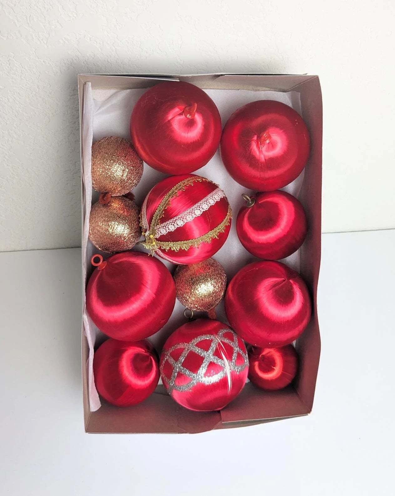 Vintage Red Satin Ornaments