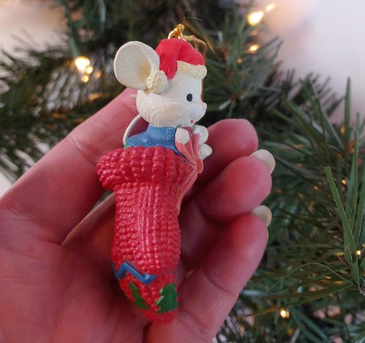 Mouse in Mitten 1992 Christmas Ornament