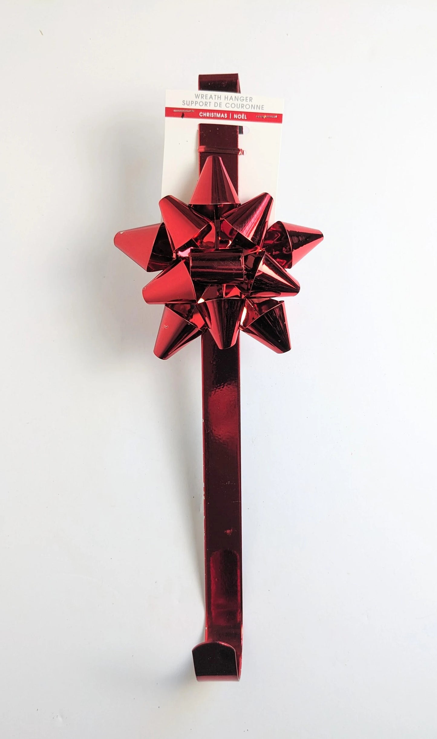 Metallic Red Bow Christmas Wreath Hanger