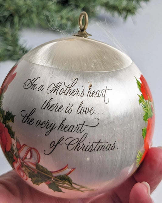 Vintage 1981 Hallmark Mothers Heart Satin Christmas Ornament