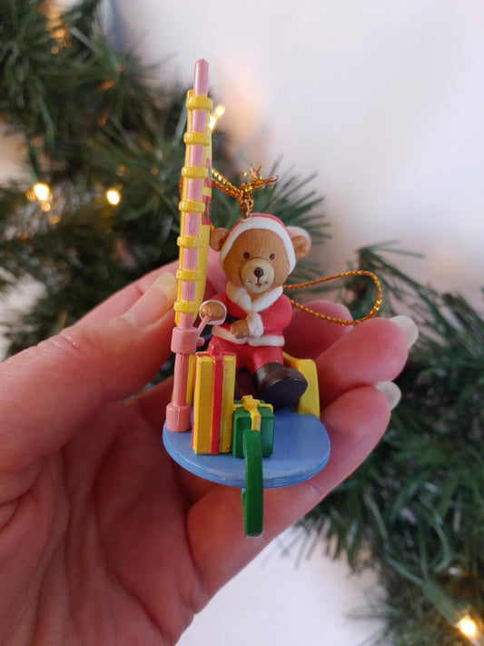 Mistletoe Magic Santa Bear Christmas Ornament