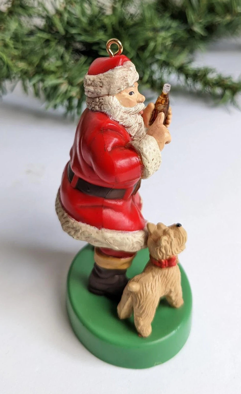 Vintage Santa and Terrier Coca Cola Ornament