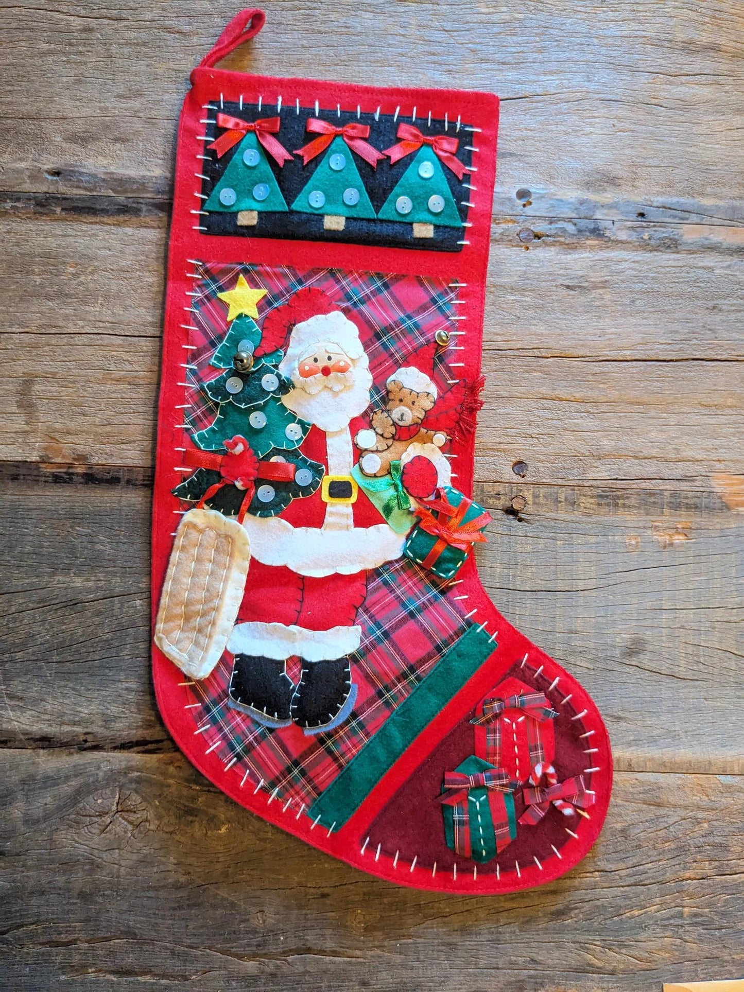 Vintage L'art De Chine Patchwork Santa Stocking