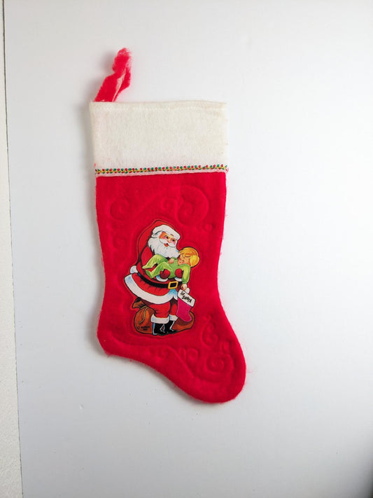 Vintage 1982 Rennoc Santa Claus Christmas Stocking