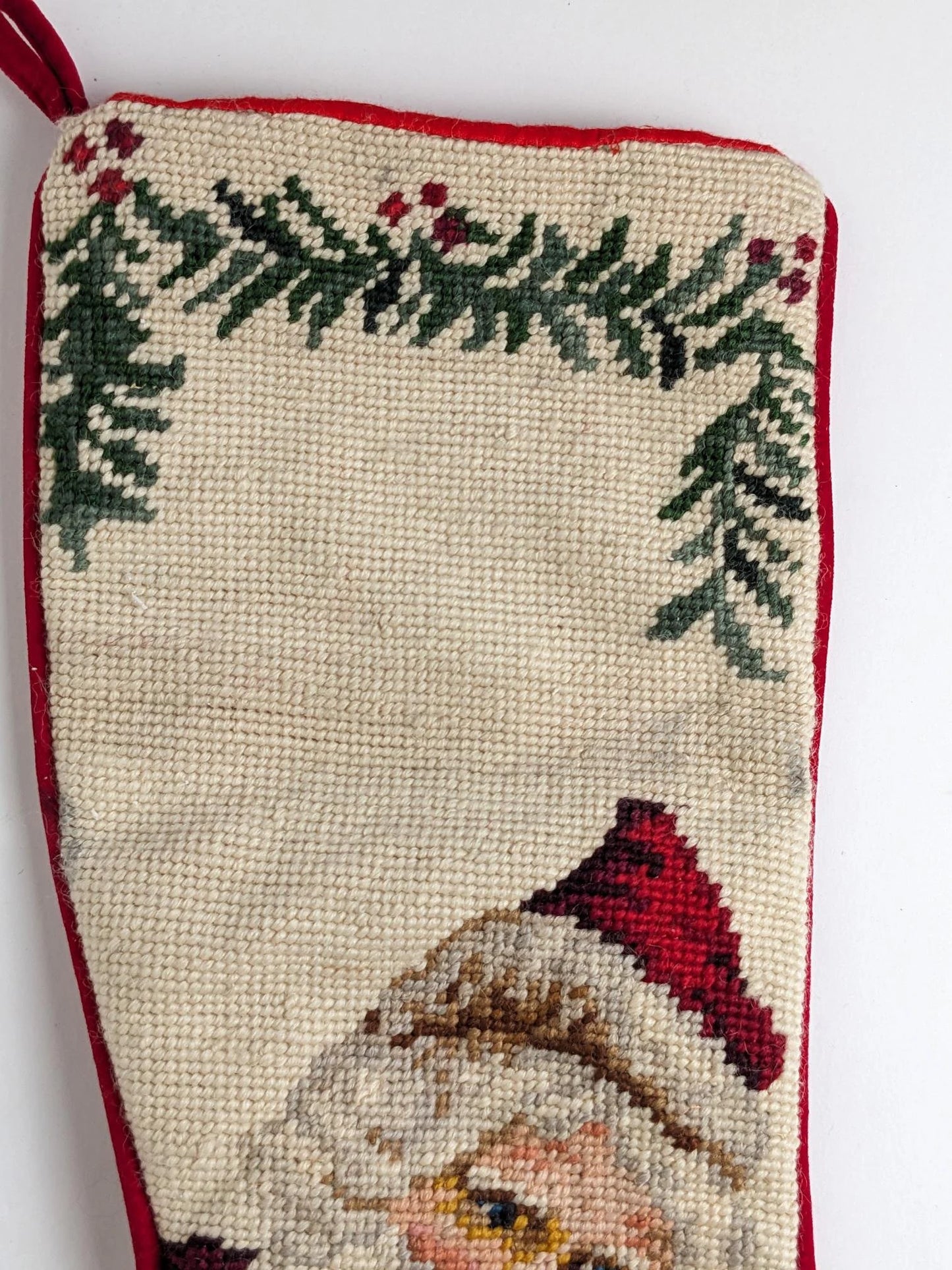 Vintage Victorian Santa Claus Needlepoint Stocking