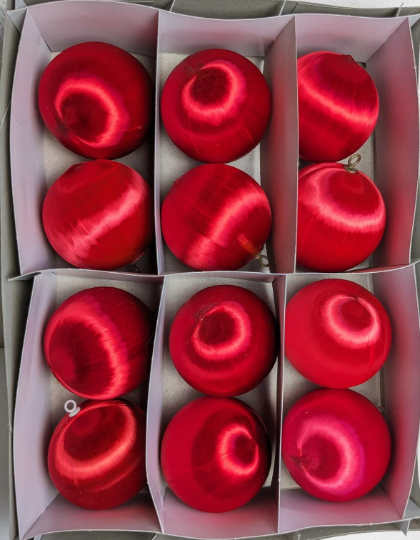 Vintage Red Satin Christmas Ornaments