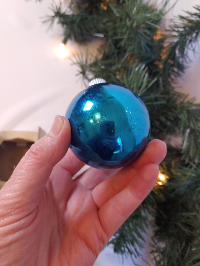 Vintage Shiny Brite Blue Christmas Ornaments