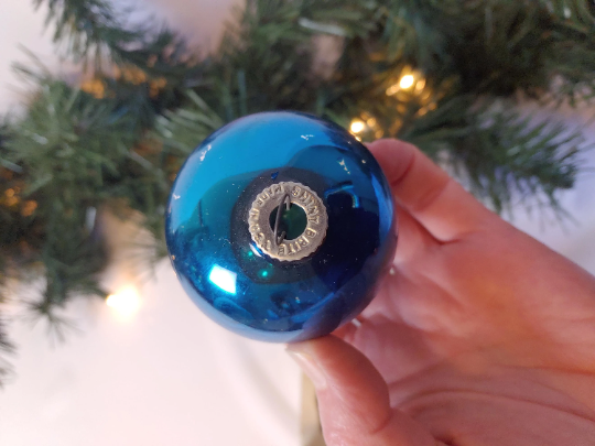 Vintage Shiny Brite Blue Christmas Ornaments