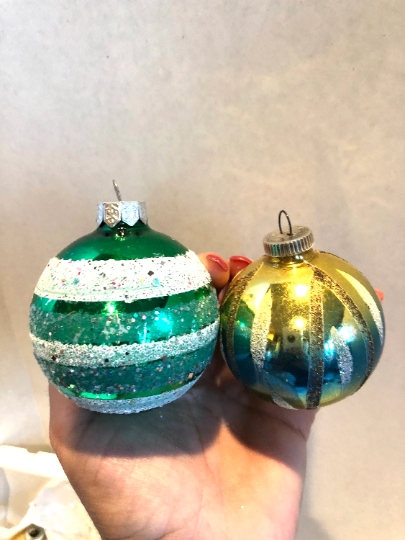 Vintage Shiny Brite striped Ornaments