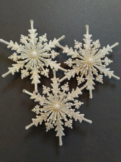 Silver Snowflake Christmas Ornaments