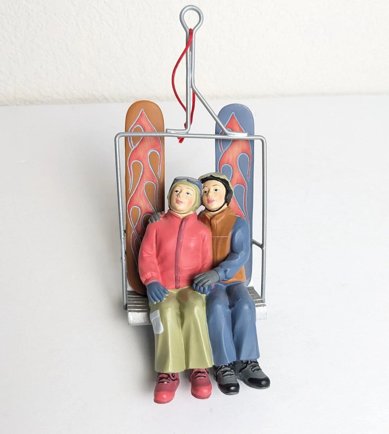 Ski Lift Snowboard Couple Christmas Ornament