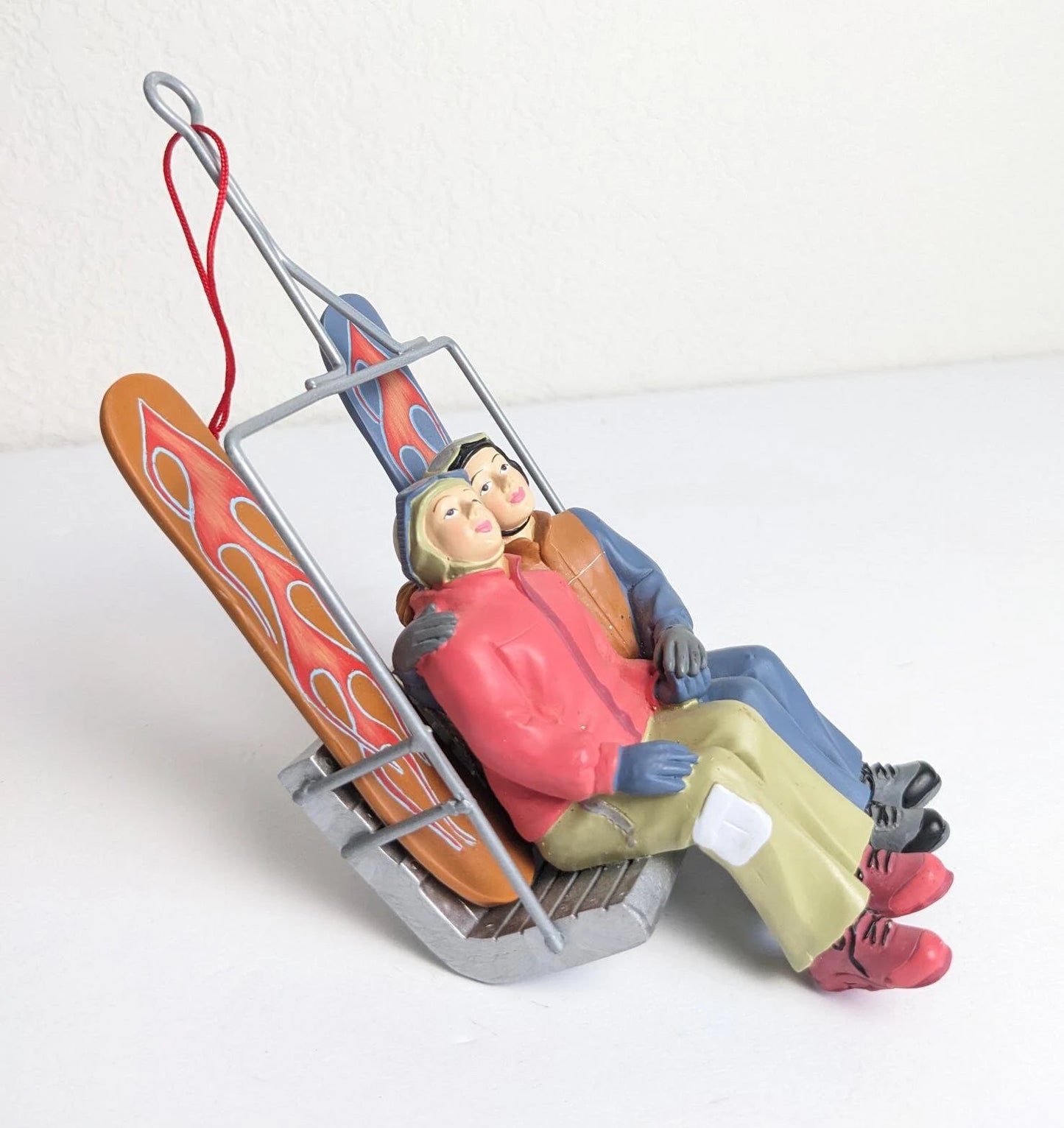 Ski Lift Snowboard Couple Christmas Ornament