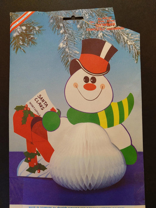 Vintage Tissue Honeycomb Snowman Christmas Centerpiece