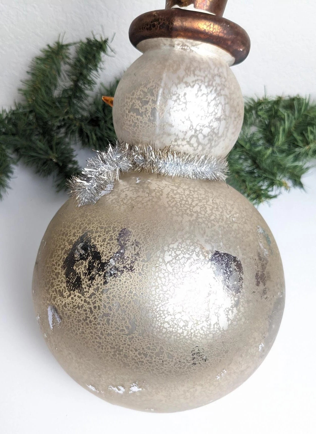 Mercury Glass Reflector Snowman Christmas Ornament