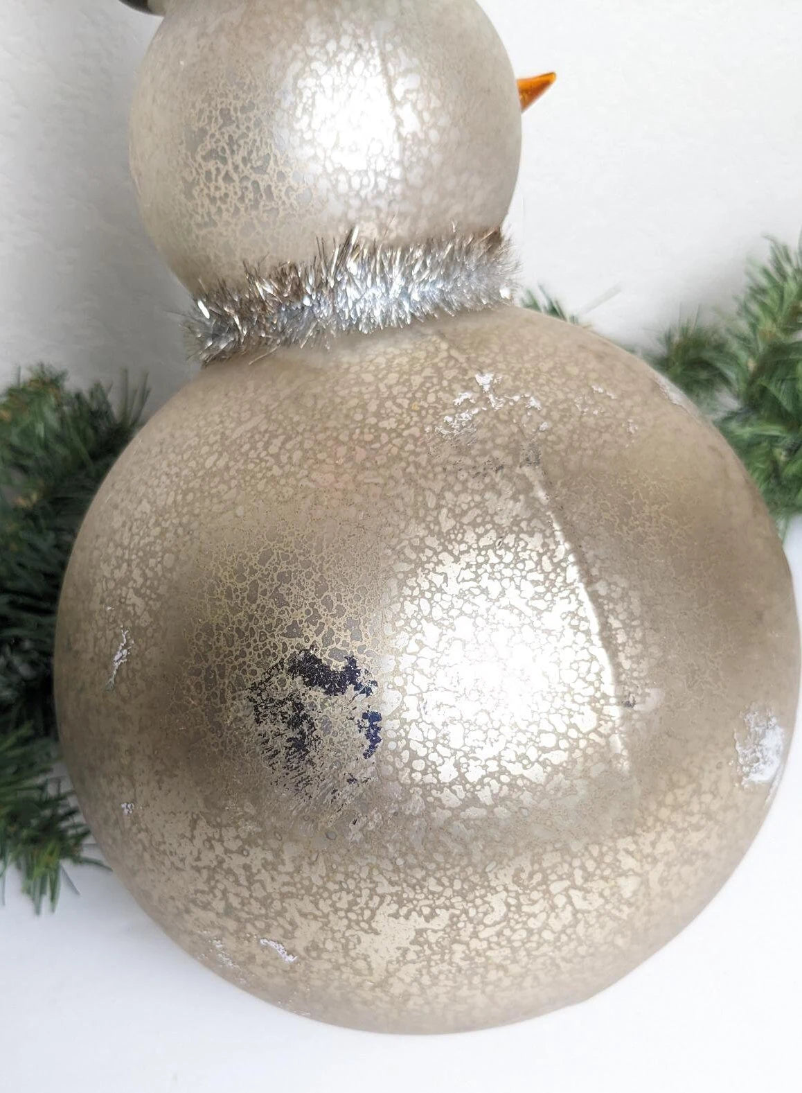 Mercury Glass Reflector Snowman Christmas Ornament