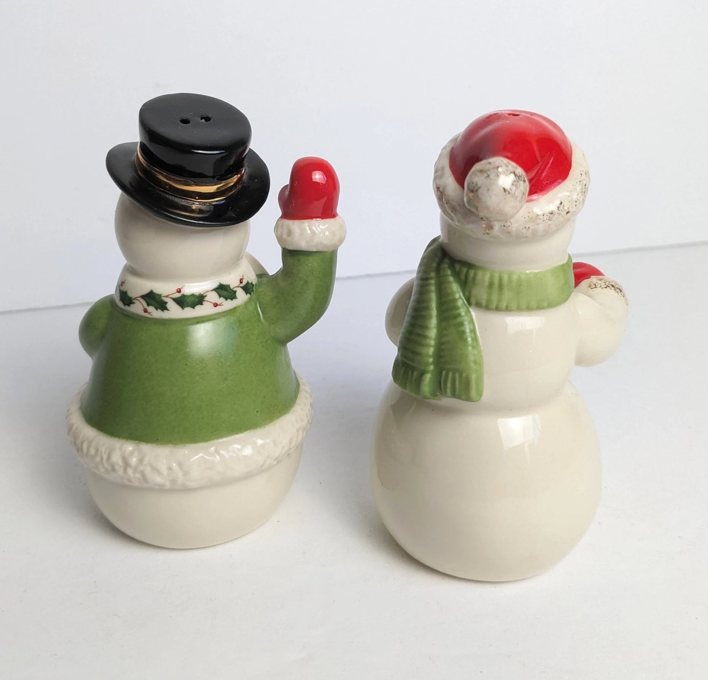 Vintage Lenox Snowman and Snowwoman Salt and Pepper Shakers