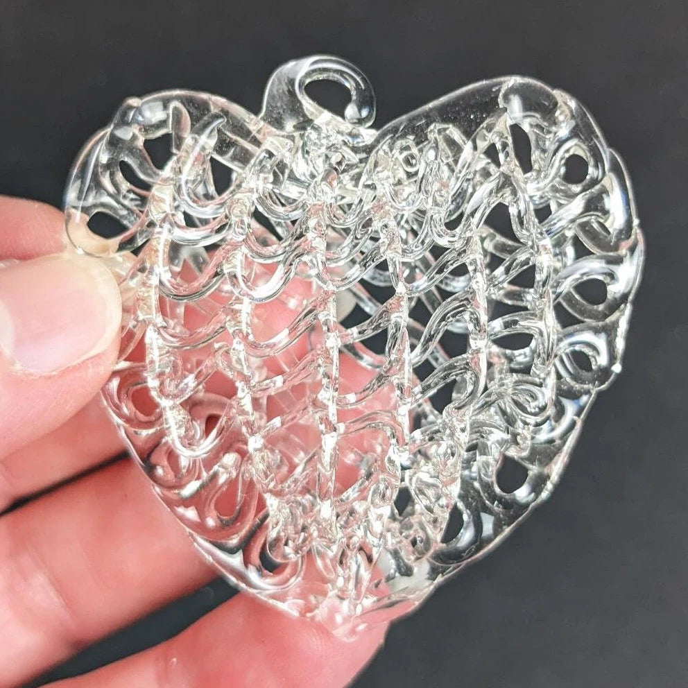 Vintage Spun Glass Heart Christmas Ornaments