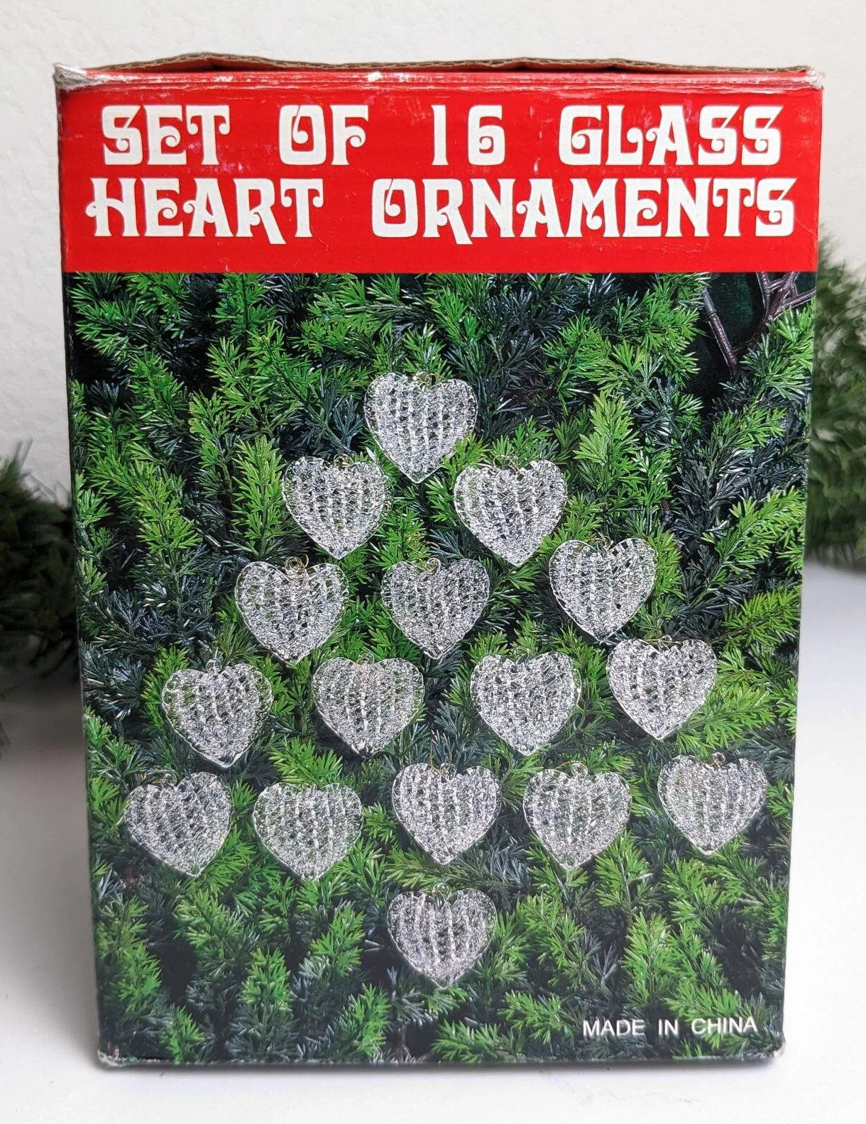 Vintage Spun Glass Heart Christmas Ornaments