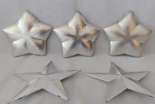 Vintage Silver Star Christmas Ornaments