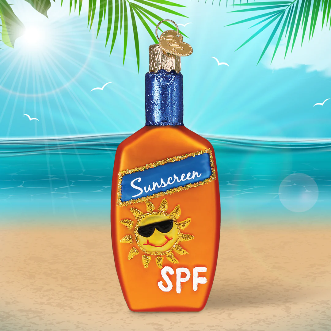 Sunscreen Bottle - Blown Glass Tree Ornament by Old World Christmas