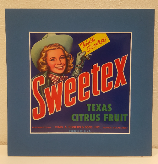 Vintage Produce Labels 'Sweetex' Texas Fruit Rustic Kitchen Decor
