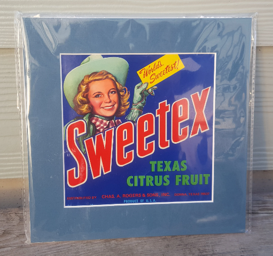 Vintage Produce Labels 'Sweetex' Texas Fruit Rustic Kitchen Decor