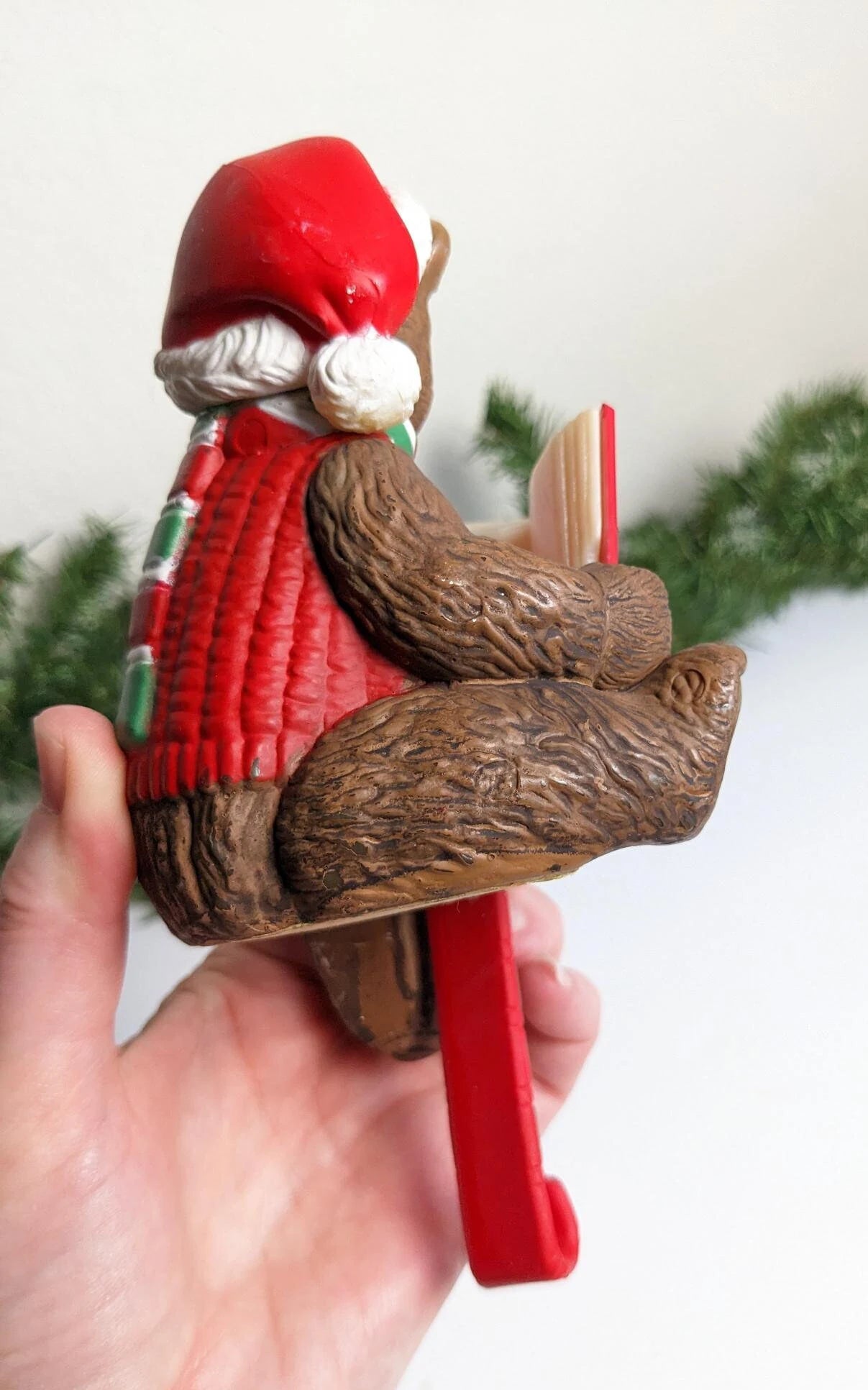 Santa and Teddy Bear Christmas Stocking Holder