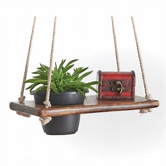 Mango Wood Cutout Hanging Plant Table 12" Planter Tray