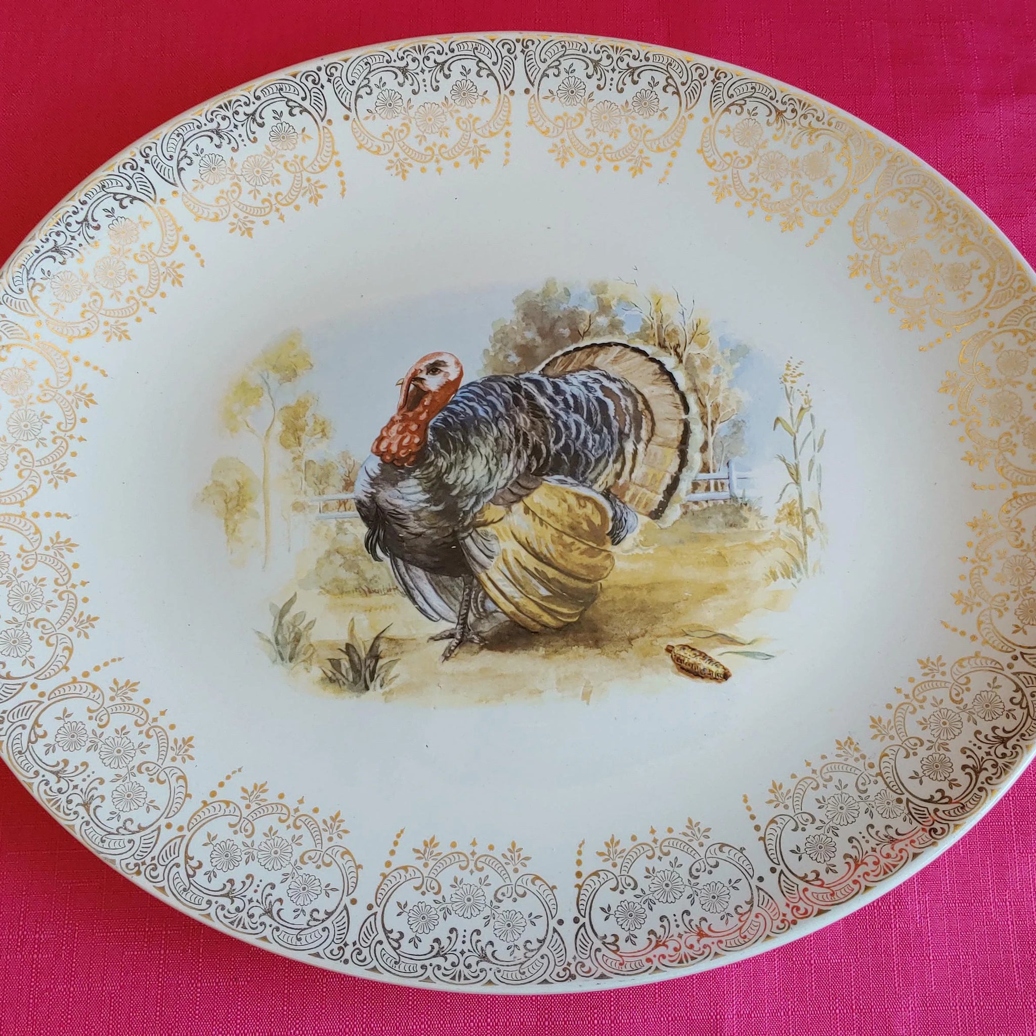 Vintage Turkey Serving Platter
