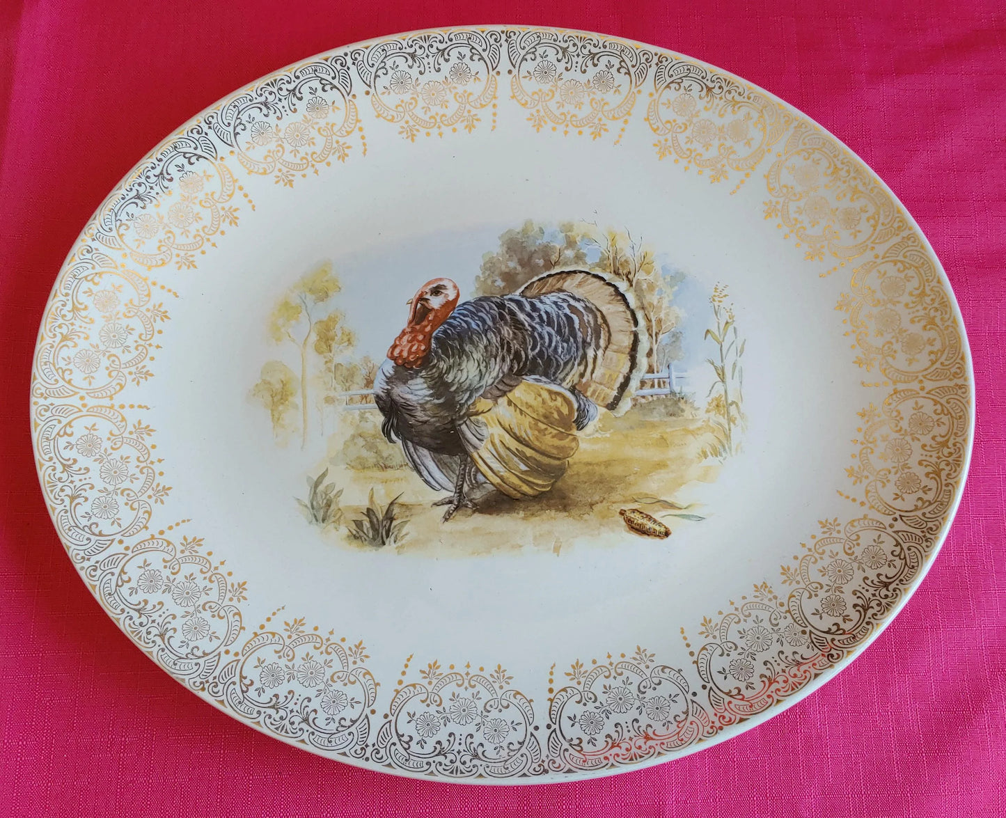 Vintage Turkey Serving Platter