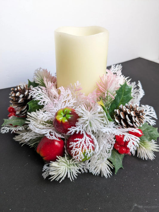 White Apple Pinecone Candle Wreath