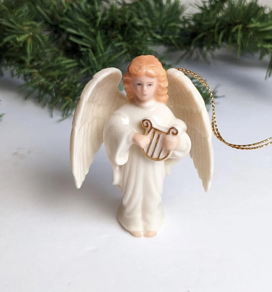 Vintage Lenox Angel Playing Lyre Ornament