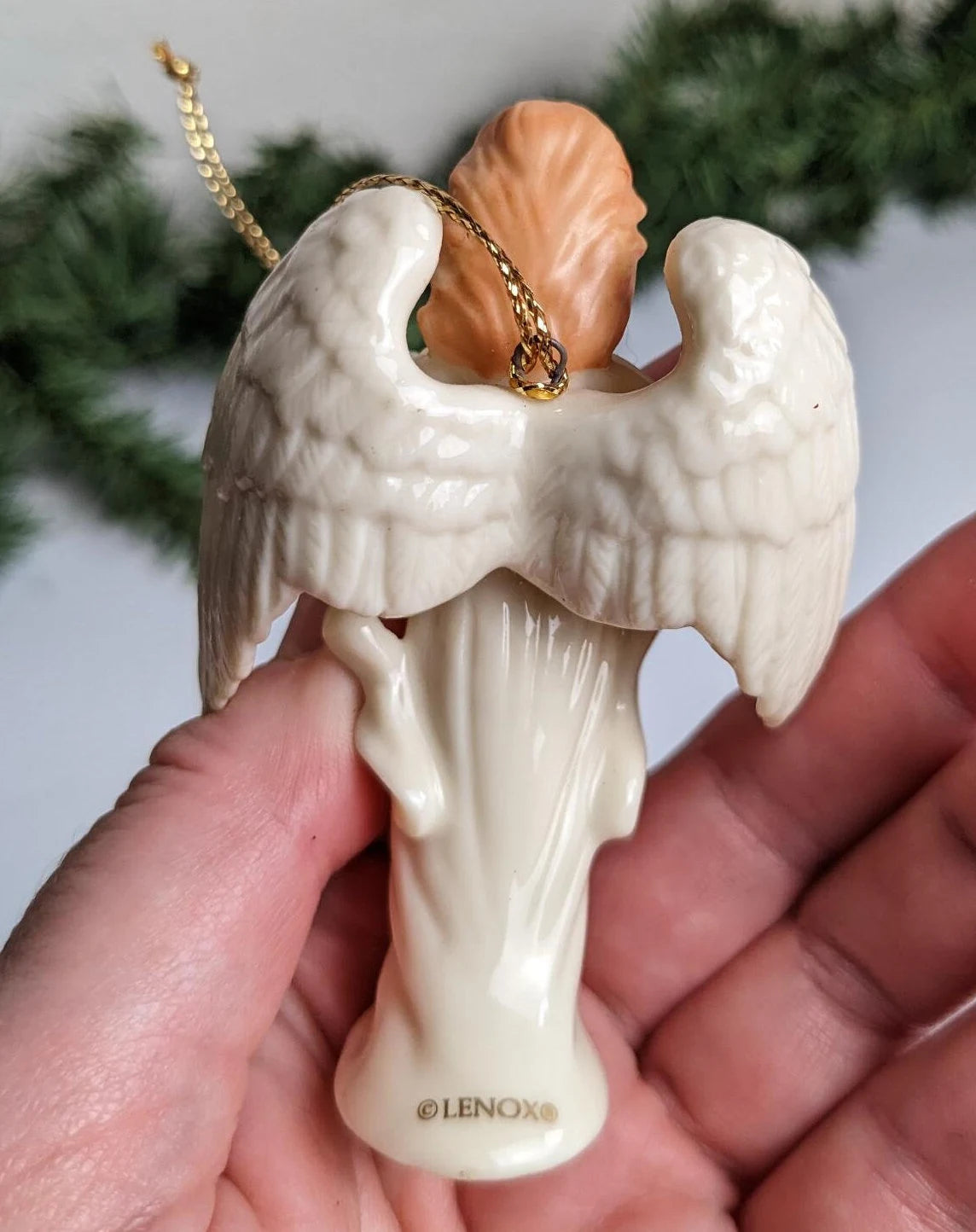 Vintage Lenox Angel Playing Lyre Ornament