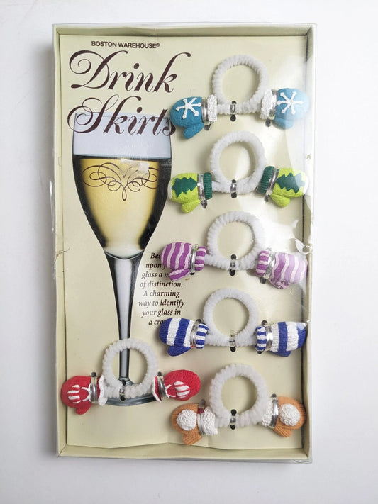 Christmas Mitten Wine Glass Drink Skirts