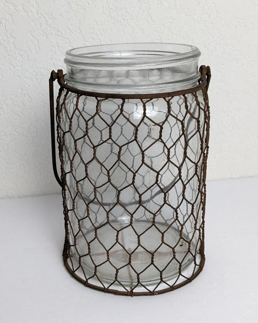 Vintage Chicken Wire Mason Jar