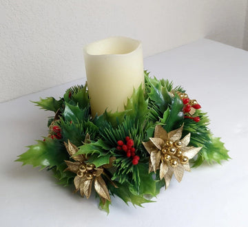 MCM Plastic Christmas Candle Ring Wreath