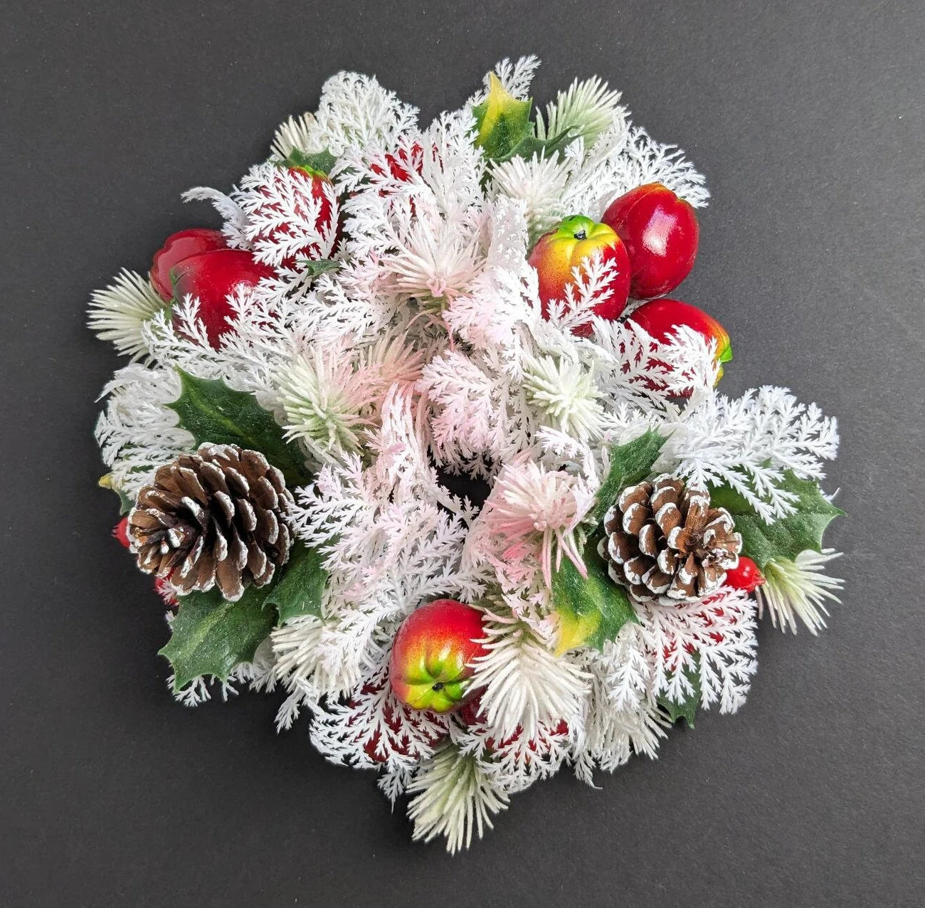 White Apple Pinecone Candle Wreath