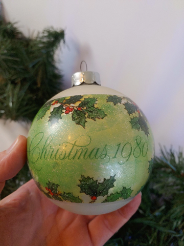 Vintage Hallmark 1980 Mother and Dad Glass Ball Christmas Ornament