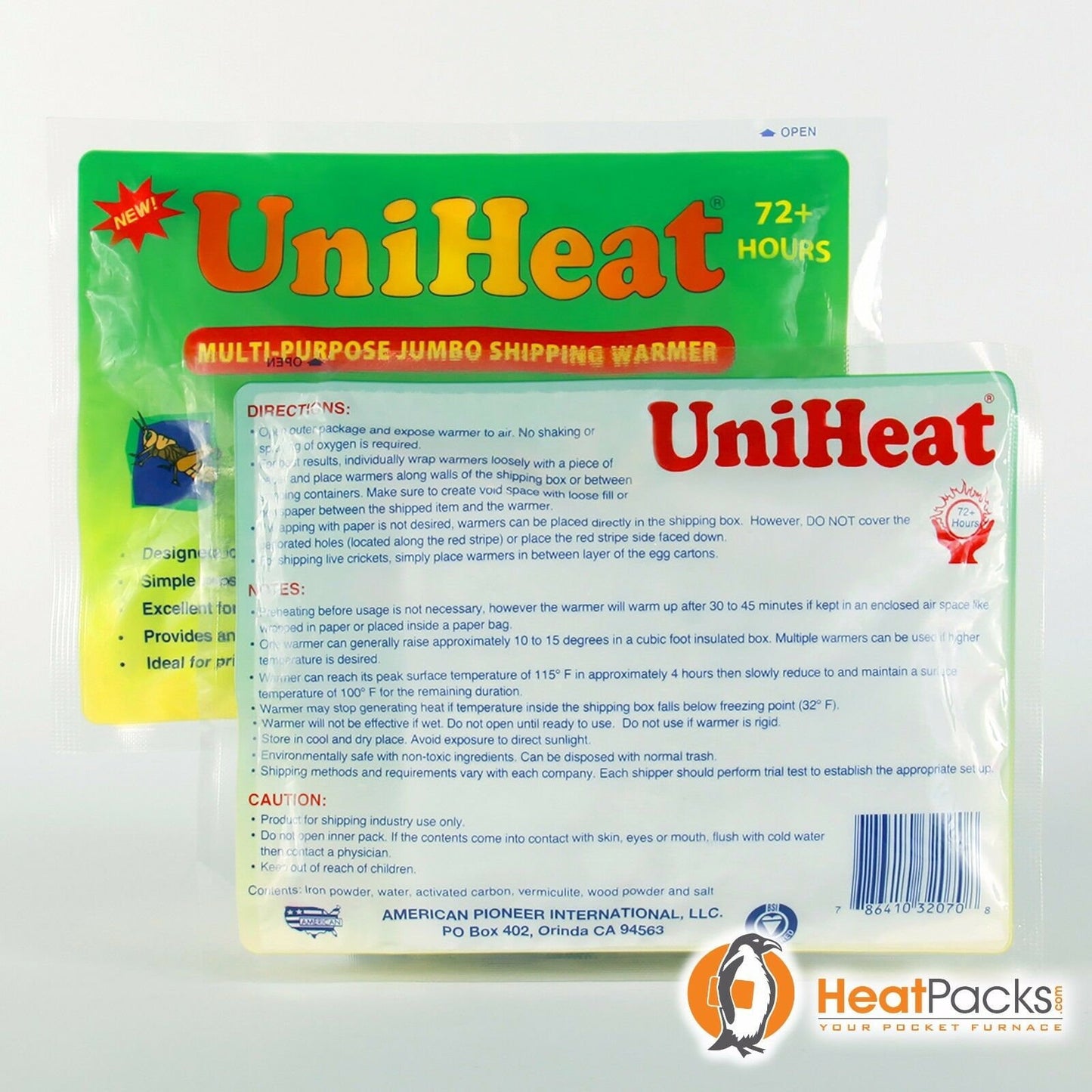 Heat Pack UniHeat  72 hours Shipping Warmer Continuous Warmth
