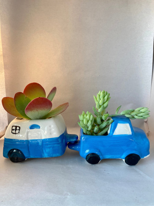 Blue Truck Ceramic Planter (Live Plant not included) 5" long